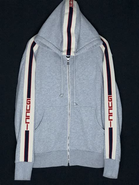 gucci stripe zip up sweatshirt|GUCCI Logo.